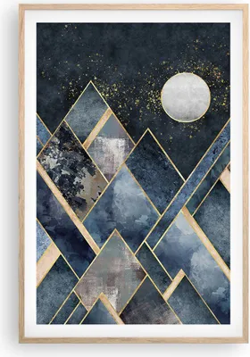 Produktbild von Gerahmtes Poster - Rahmen in heller Eiche - Figuren Geometrisch Berge - 61x91,5 cm - Wand Bild - Wanddeko - Wandbilder - Kunstposter - Wandposter - Bilderrahmen - Bilder - Kunstdruck - P2NPA61x91-5139