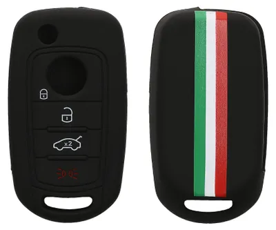 Produktbild von kwmobile Schlüsselhülle für Fiat 4-Tasten Klapp Autoschlüssel Hülle - Autoschlüssel Schlüssel Hülle aus Silikon - Schlüsselschutz Gehäuse in Grün Rot