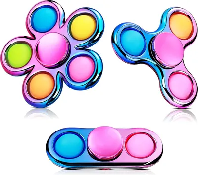 Imagen del producto de Juguete giratorio tipo "fidget spinner" - Set de 3 unidades - Girador con burbujas - Juguete sensorial para niños con TDAH