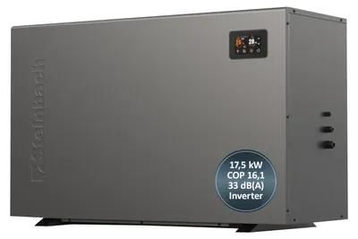 Produktbild von Steinbach Swimming Pool Inverter Wärmepumpe "Silent 17,5" (Modell 2026) für Pools bis 70.000 l, 17,5 kW Heizleistung