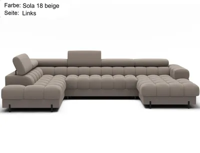 Produktbild von Wohnlandschaft in U-Form XXL Falco Sofa mit Bettkasten und Schlaffunktion Microfaser Sola 18 beige links