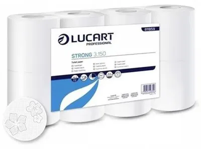 Produktbild von Toilettenpapier, 3-lagig, kleine Rolle, 8 Rollen, LUCART "Strong 3.150", weiß