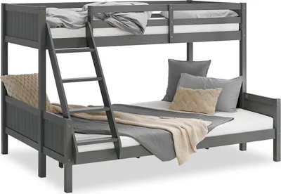 Produktbild von Homestyle4u Etagenbett 90x200 und 140x200 Hochbett Kinderbett Holz 2 Kinder Grau