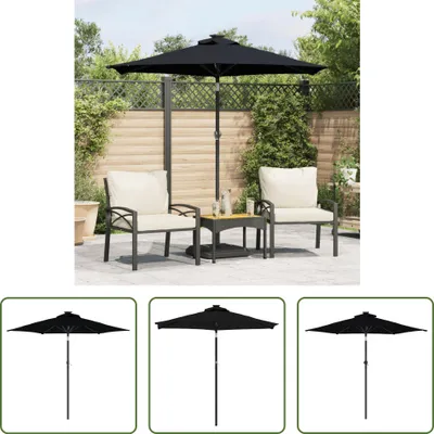 Image de Parasol The Living Store avec mât en acier noir 225x225x212 cm