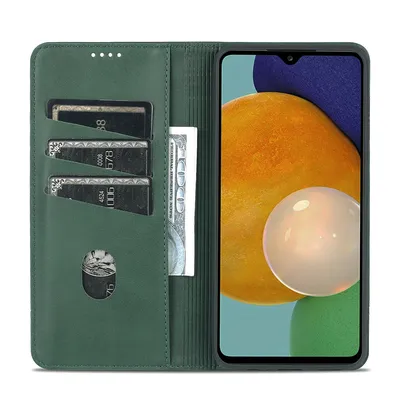 Produktbild von Galaxy A14 5G Leder Hülle, Klapphüllen Brieftasche Magnetverschluss Ständer Schutzhülle für Samsung Galaxy A14 5G Grün