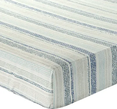 Obrázek produktu pro Bavlněné prostěradlo s gumou 220x200 Potisk 1 modré pruhy Eurofirany