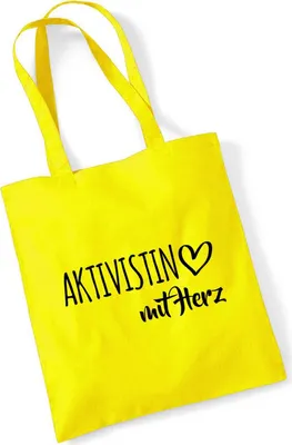 Produktbild von Huuraa Jutebeutel Aktivistin mit Herz 10 Liter Yellow Baumwolle Tasche Geschenkidee