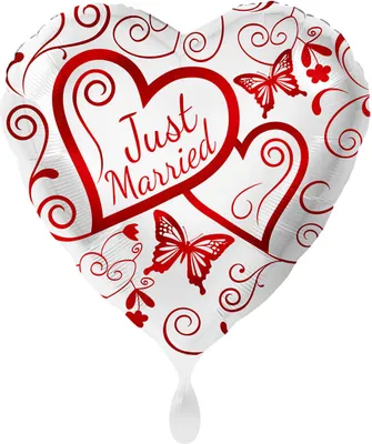 Produktbild von Just Married Herz Folienballon butterfly 43cm