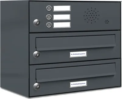 Produktbild von 2er Briefkasten Anlage Aufputz - Wandmontage RAL 7016 Anthrazit 3 Klingel
