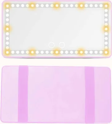 Produktbild von INF Rosa LED Auto Kosmetikspiegel - Aufladbarer Touchscreen Schminkspiegel