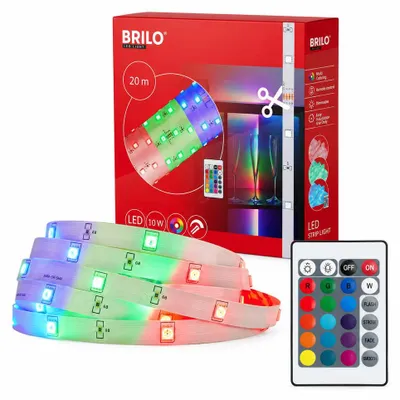 Productafbeelding van LED-strip 20 meter, RGB, lichtband, met afstandsbediening, zelfklevend, in de lengte te verkorten, decoratief