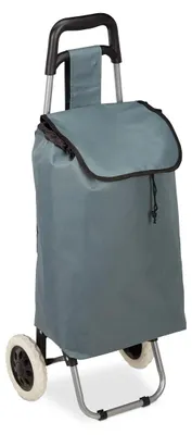 Image de Chariot de courses pliable - Sac amovible 28 litres - Roulettes - Gris - 92,5 x 42 x 28 cm - Pour les courses