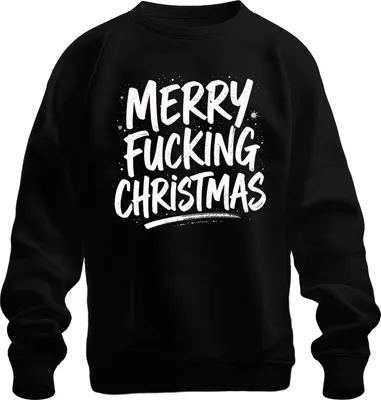 Produktbild von Merry Fucking Christmas Weihnachten frech sarkastisch Geschenk Uni Sweatshirt Pullover, Schwarz, M