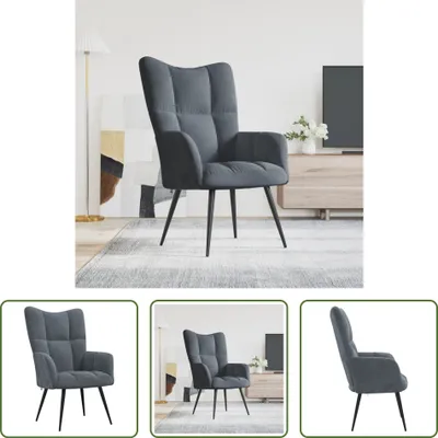 Image de The Living Store fauteuil inclinable en velours gris foncé