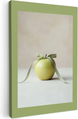 Obrázok produktu pre Obrazy na plátne 80x120 cm - Kuchyňa - Zelená - Jablko - Zátišie, obrazy Moderné, plátno, nástenné dekorácie