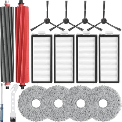 Produktbild von 16 Stück Zubehörset für Qrevo Master/Qrevo Slim Roboter Saugroboter,1 Satz Hauptbürsten,4 Filter,4 Mop-Pads,6 Seitenbürsten,Zubehör für QRevo Master