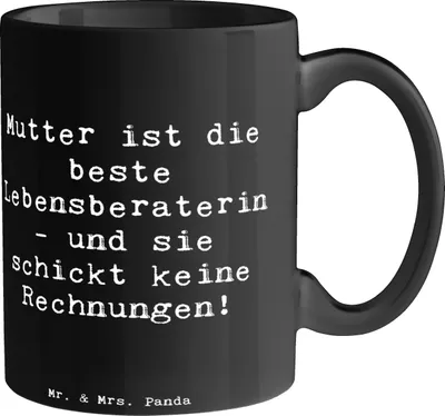 Produktbild von Mr. & Mrs. Panda Tasse Spruch Mama Ratschläge - Schwarz - Geschenk, Lebensberaterin, Mutterliebe, Weihnachten, Becher, haferl, Pott, Kaffeebecher, mit Motiv, Liebe