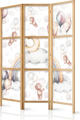 Zdjęcie produktu dla Parawan japoński Dla dzieci 135x172 cm 3-częściowy biały