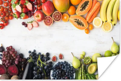 Produktbild von MuchoWow® Poster Obst - Regenbogen - Erdbeere - Weintrauben - Papaya 120x80 cm - Bilder