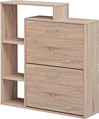 Schuhkipper MASSA 2 Fächer Sonoma Eiche Holz 12 Paar 85x24x93cm – Ansicht 1