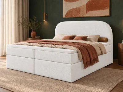 Produktbild von Emlar Boxspringbett Mona 2 140x200 - Komplett-Set mit Matratze und Topper - Polsterbett mit Bettkästen - Boxspringbett Weiß (Quelle 01)