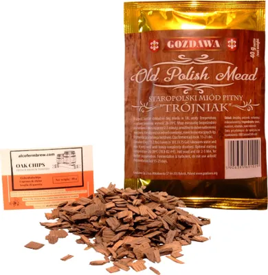 Produktbild von Methefe mit Hefenährsalz 40g/25L und Eichenholzchips 20g, Honigwein Hefe
