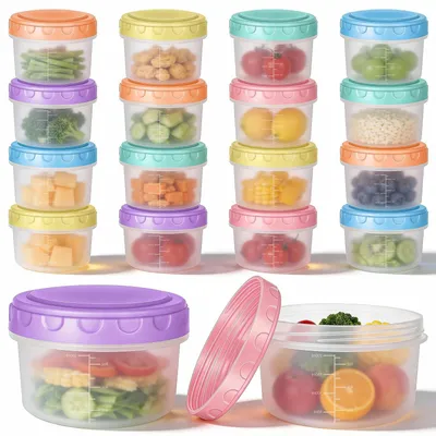 Produktbild von Omgoods – Set mit 18 kleinen Lebensmittelbehältern mit Deckel – Wiederverwendbare Snackbehälter