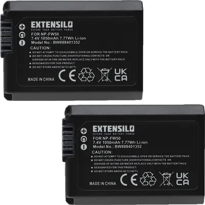 Produktbild von EXTENSILO 2x Akku Ersatz für Sony NP-FW50 für Kamera (1050 mAh, 7,4 V, Li-Ion)