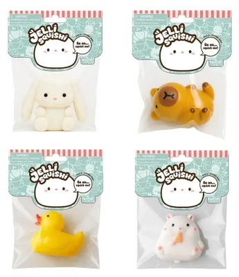 Productafbeelding van Jelli Squishi dieren, squishy speelgoed (4-delige set) – sensorisch fidget-speelgoed en stressverlichtend