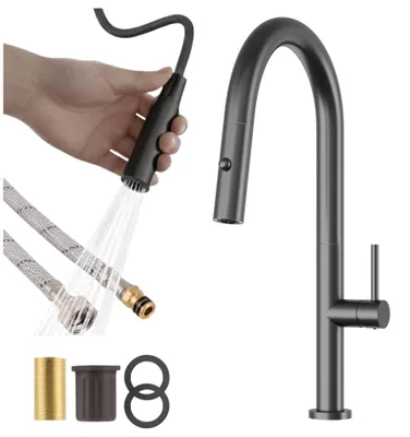 Produktbild von Granitan - Küchenarmatur - Wasserhahn Küche Höhe 43 cm - Mischbatterie Gun Grey - LIVIA