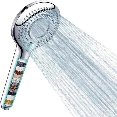 Produktbild von Famanu Duschkopf mit Schlauch - 15-stufiges Filtersystem, 3 Strahlarten, wasser- und druckoptimiert