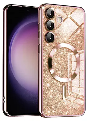 Produktbild von Techsuit Luxury Glitter Back Cover Hülle mit MagSafe für Samsung Galaxy S23 FE - Roségold