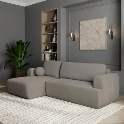 Produktbild von Masseno Ecksofa SENTI N L-S mit Schlaffunktion L-Form, Sofa mit Bettkasten, Wohnzimmersofa, Couch, Soffa, Bettsofa, Couchgarnitur- Hellgrau, NOW OR NEVER 83