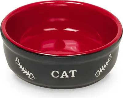 Produktbild von Katzen Keramikschale "CAT", schwarz/rot, 240ml