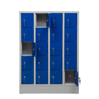 Produktbild von Gürkan Schließfachschrank lichtgrau, enzianblau 111037, 20 Schließfächer 80,0 x 15,0 x 110,0 cm