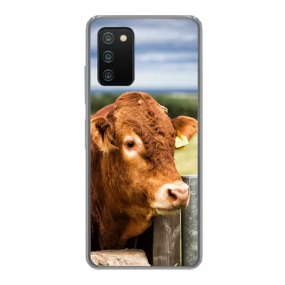 Produktbild von MuchoWow® Handyhülle Schutzhülle Hülle für Samsung Galaxy A03s Schottischer Highlander - Berg - Zaun Silikon Softcase Handy Hülle - Schutz