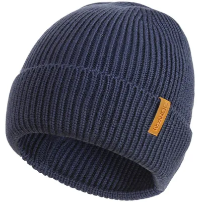 Produktbild von Strickmütze Herren Wolle Beanie Winter Marineblau Einheitsgröße
