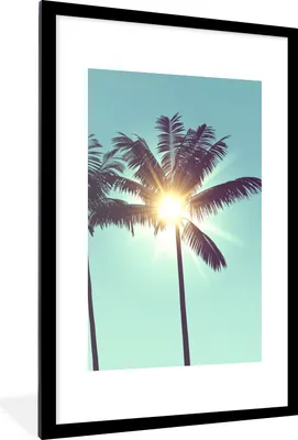 Produktbild von MuchoWow® Gerahmtes Poster Palmen - Sommer - Sonne 60x90 cm - Poster mit Schwarzem Bilderrahmen Wandposter Rahmen Foto Bilder - Dekoration - Wandposter Wohnzimmer - Hochwertig