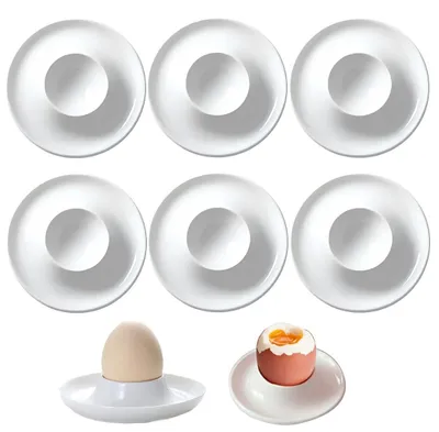 6 Eierbecher aus Kunststoff, weiß, spülmaschinengeeignet, 9,4 cm