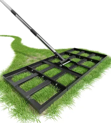 Immagine prodotto di Zappa per prato, dimensioni 75x35 cm, ideale per il giardino, con manico in acciaio inossidabile di 180 cm e lunghezza regolabile
