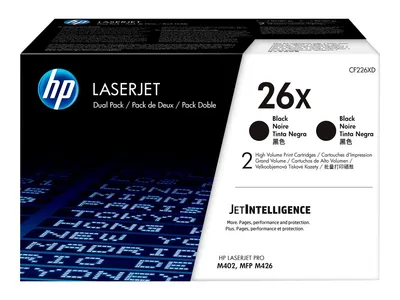 Zdjęcie produktu dla HEWLETT PACKARD - Kaseta z czarnym tonerem HP 26X DUO PACK o wysokiej wydajności - CF226XD