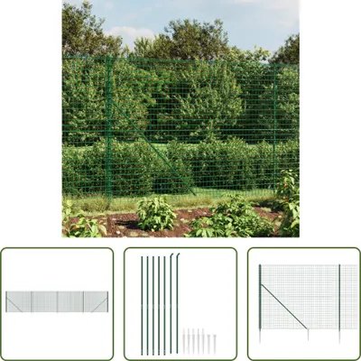 Image de The Living Store Clôture grillagée avec douilles de sol Vert 2x10 m