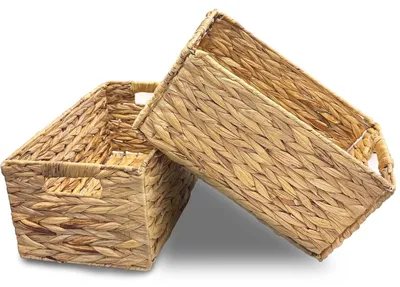 Productafbeelding van Opbergmand van gevlochten waterhyacint - Opvouwbare decoratieve mand, 32x23x19 cm