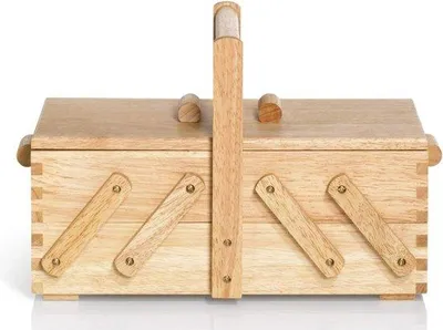 Image de Boîte de rangement Famanu en bois clair, avec 2 compartiments - Naturel