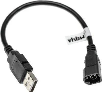 Produktbild von vhbw Adapterkabel kompatibel mit VW Golf Plus (2005+), Golf 6 (2008+), Golf 7 (2012+) Auto, Fahrzeug - 4 Pin Autoradio Buchse auf USB A Stecker