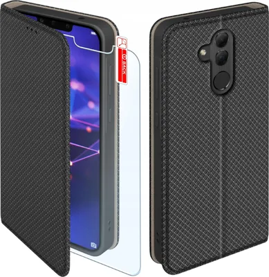 Obrázek produktu pro Pouzdro s klopou pro Huawei Mate 20 Lite Uzavíratelné černé pouzdro + sklo 9H
