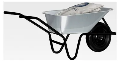 Produktbild von Stahlschubkarre Gartenwagen Silber/Schwarz 141x60x57 cm für schwere Lasten