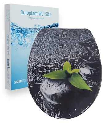Produktbild von sanicomfort WC-Sitz, Duroplast, mit Absenkautomatik, Toilettensitz passend für alle handelsüblichen WC-Becken (Dark wet Stone)