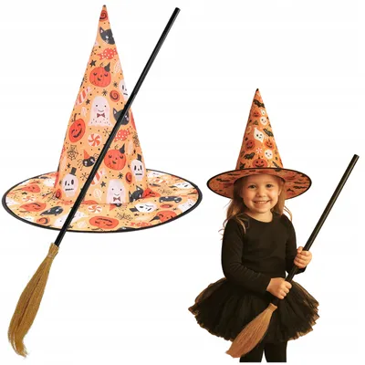 Produktbild von Korbi Hexenkostüm Kinder Halloween Set mit Hut und Besen