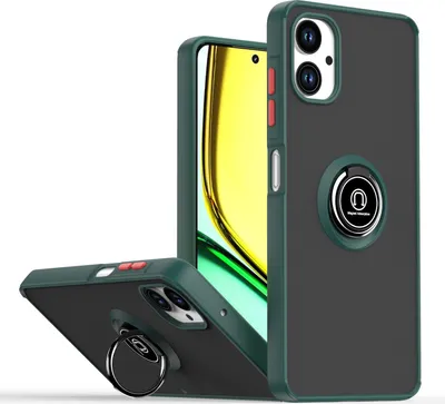 Produktbild von Hülle für Samsung Galaxy A06 5G/4G Matte Transluzent TPU Stoßfest Schutzhülle mit Ring Halter Ständer dunkelgrün